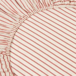 Auburn Red Texture Stripe Cotton Kids Fitted Sheet
