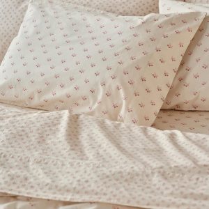 Dusty Pink Martha Floral Cotton Pillowcases (Pair)