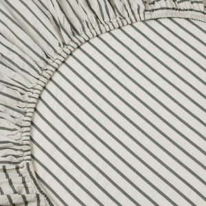 Spruce Green Texture Stripe Cotton Kids Fitted Sheet