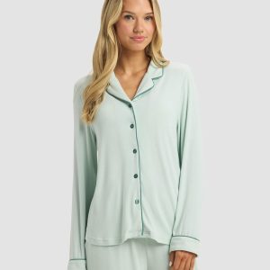 Women's Bamboo Rib-Knit Classic Long Sleeve Pajama Top