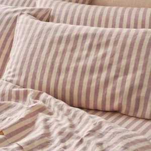 Elderberry Pembroke Stripe Linen Blend Pillowcase (Pair)