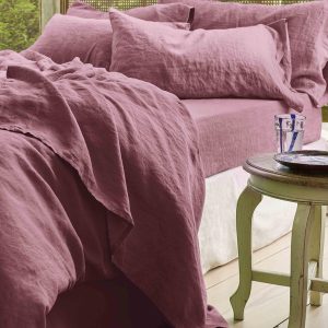 Raspberry 100% Linen Flat Sheet