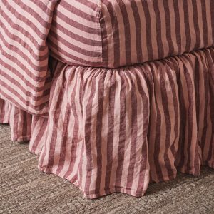 Rhubarb & Rose Pembroke Stripe Linen Blend Bed Skirt