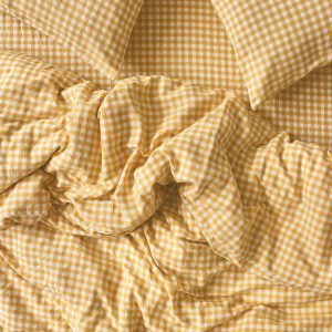 Honey Gingham Linen Blend Duvet Cover