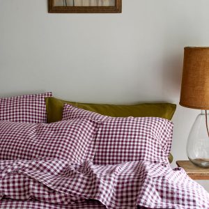 Berry Gingham Linen Blend Pillowcase (Pair)