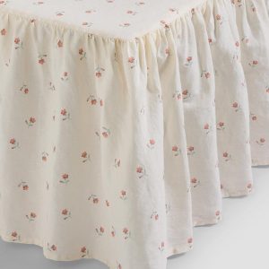 Pearl Posy Bud Linen Blend Bed Skirt