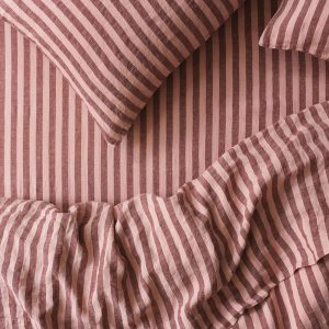 Rhubarb & Rose Pembroke Stripe 100% Linen Fitted Sheet