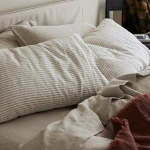 Oatmeal Stripe Linen Blend Pillowcase (Pair)