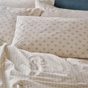 Cove Blue Martha Floral Cotton Pillowcases (Pair)