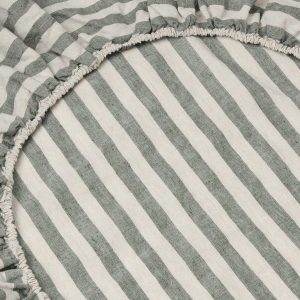 Fern Pembroke Stripe Linen Blend Fitted Sheet